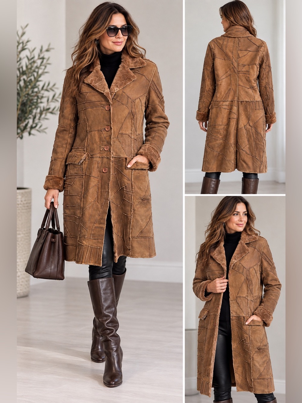 Bomb Boogie Vintage Italian 100% Genuine Leather Unique Patchwork Coat M